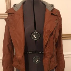 Warm-Toned Brown Faux Leather Jacket